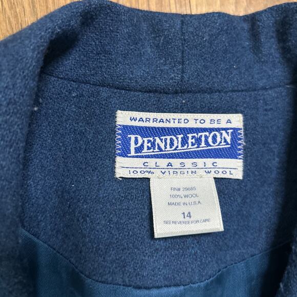 VTG Pendleton Suit Set Blue 100% Virgin Wool Blazer Skirt Career Women’s 14 USA - Picture 2 of 12